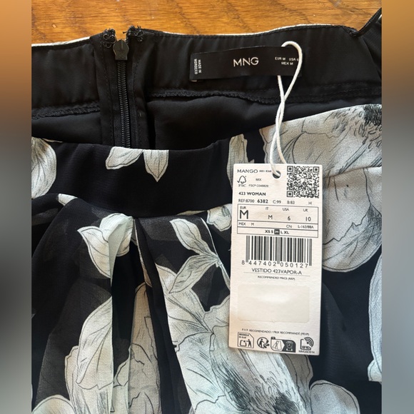 Mango Black & White Floral Off-Shoulder Dress - Picture 2 of 6